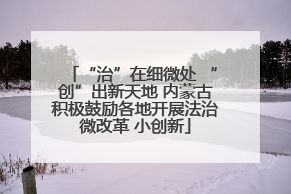 “治”在细微处 “创”出新天地 内蒙古积极鼓励各地开展法治微改革 小创新