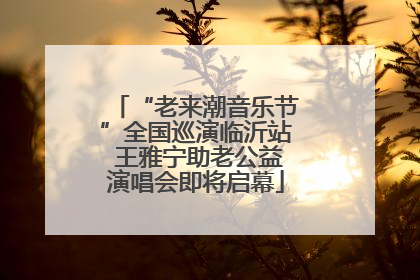 “老来潮音乐节”全国巡演临沂站 王雅宁助老公益演唱会即将启幕
