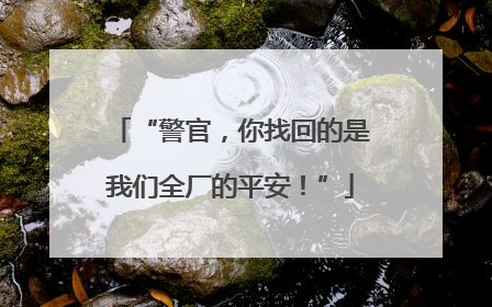 “警官，你找回的是我们全厂的平安！”