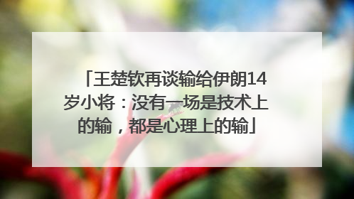 王楚钦再谈输给伊朗14岁小将：没有一场是技术上的输，都是心理上的输