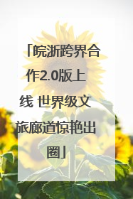 皖浙跨界合作2.0版上线 世界级文旅廊道惊艳出圈