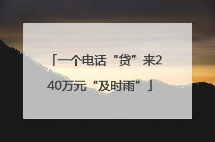 一个电话“贷”来240万元“及时雨”