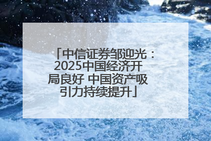 中信证券邹迎光：2025中国经济开局良好 中国资产吸引力持续提升
