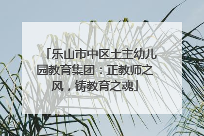 乐山市中区土主幼儿园教育集团：正教师之风，铸教育之魂