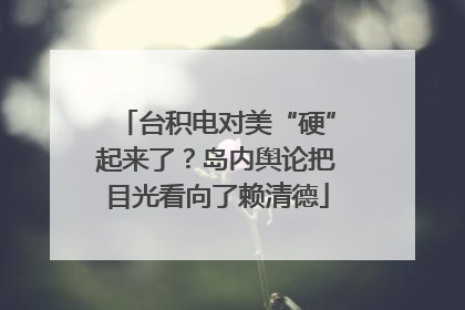 台积电对美“硬”起来了？岛内舆论把目光看向了赖清德