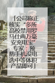 公司称正核实“多所高校禁用罗马仕两万毫安充电宝” 专家：预防手机没电选中等体积产品即可