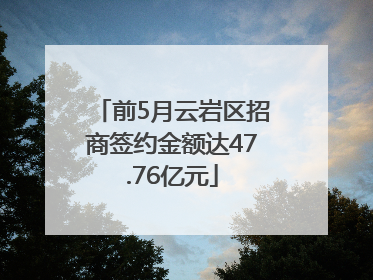 前5月云岩区招商签约金额达47.76亿元