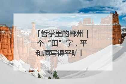 哲学里的郴州｜一个“田”字，平和洞写得平旷