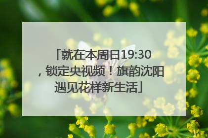 就在本周日19:30，锁定央视频！旗韵沈阳 遇见花样新生活