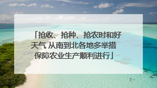 抢收、抢种、抢农时和好天气 从南到北各地多举措保障农业生产顺利进行