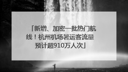 新增、加密一批热门航线！杭州机场暑运客流量预计超910万人次