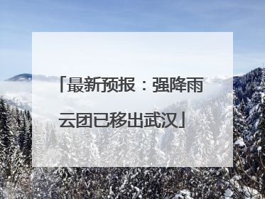 最新预报：强降雨云团已移出武汉