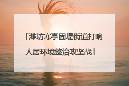 潍坊寒亭固堤街道打响人居环境整治攻坚战