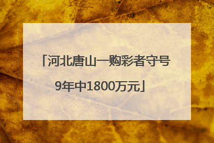 河北唐山一购彩者守号9年中1800万元