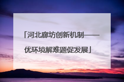 河北廊坊创新机制——优环境解难题促发展