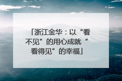 浙江金华：以“看不见”的用心成就“看得见”的幸福