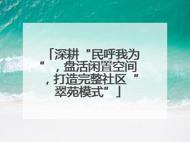 深耕“民呼我为”，盘活闲置空间，打造完整社区“翠苑模式”