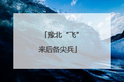 豫北“飞”来后备尖兵