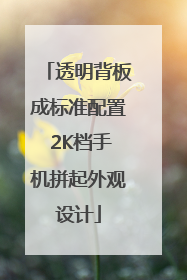 透明背板成标准配置 2K档手机拼起外观设计