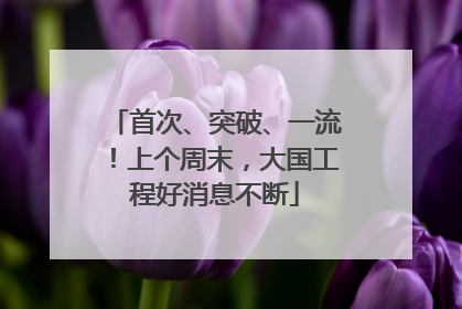 首次、突破、一流！上个周末，大国工程好消息不断