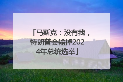 马斯克：没有我，特朗普会输掉2024年总统选举